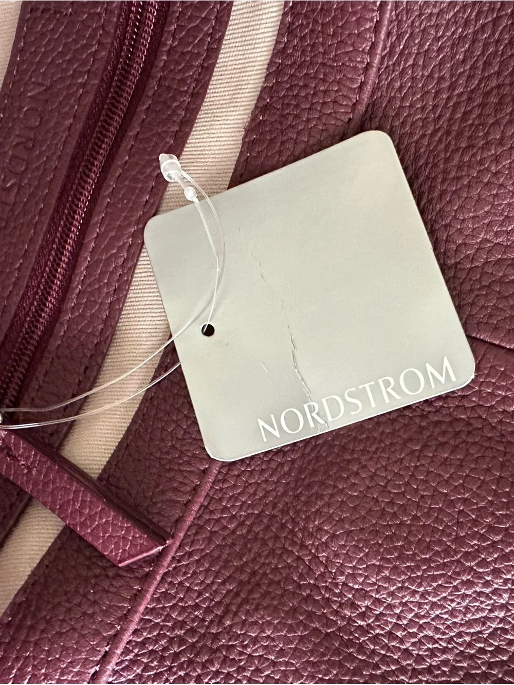 NWT Nordstrom Plum Leather Fold-Over Clutch, No Strap